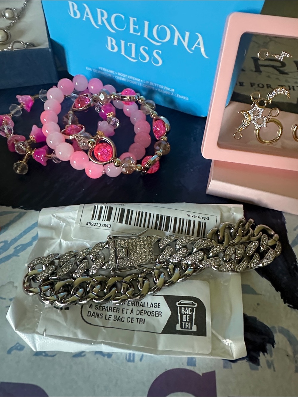 Barcelona Bliss Pink, Beaded Stretch Bracelet Set - ALL YOU SEE NWT - Picture 4 of 10